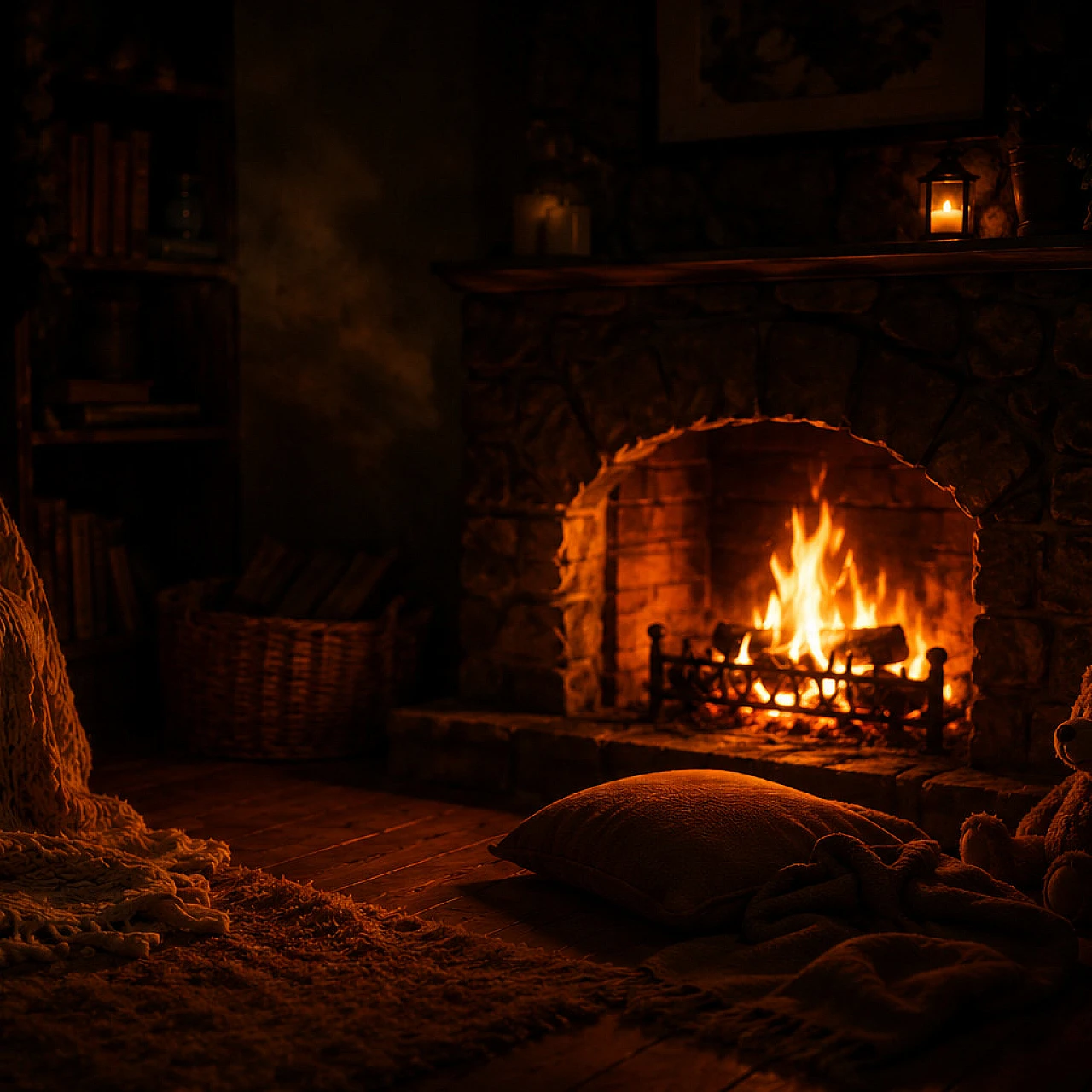By the Sleepy Fireplace