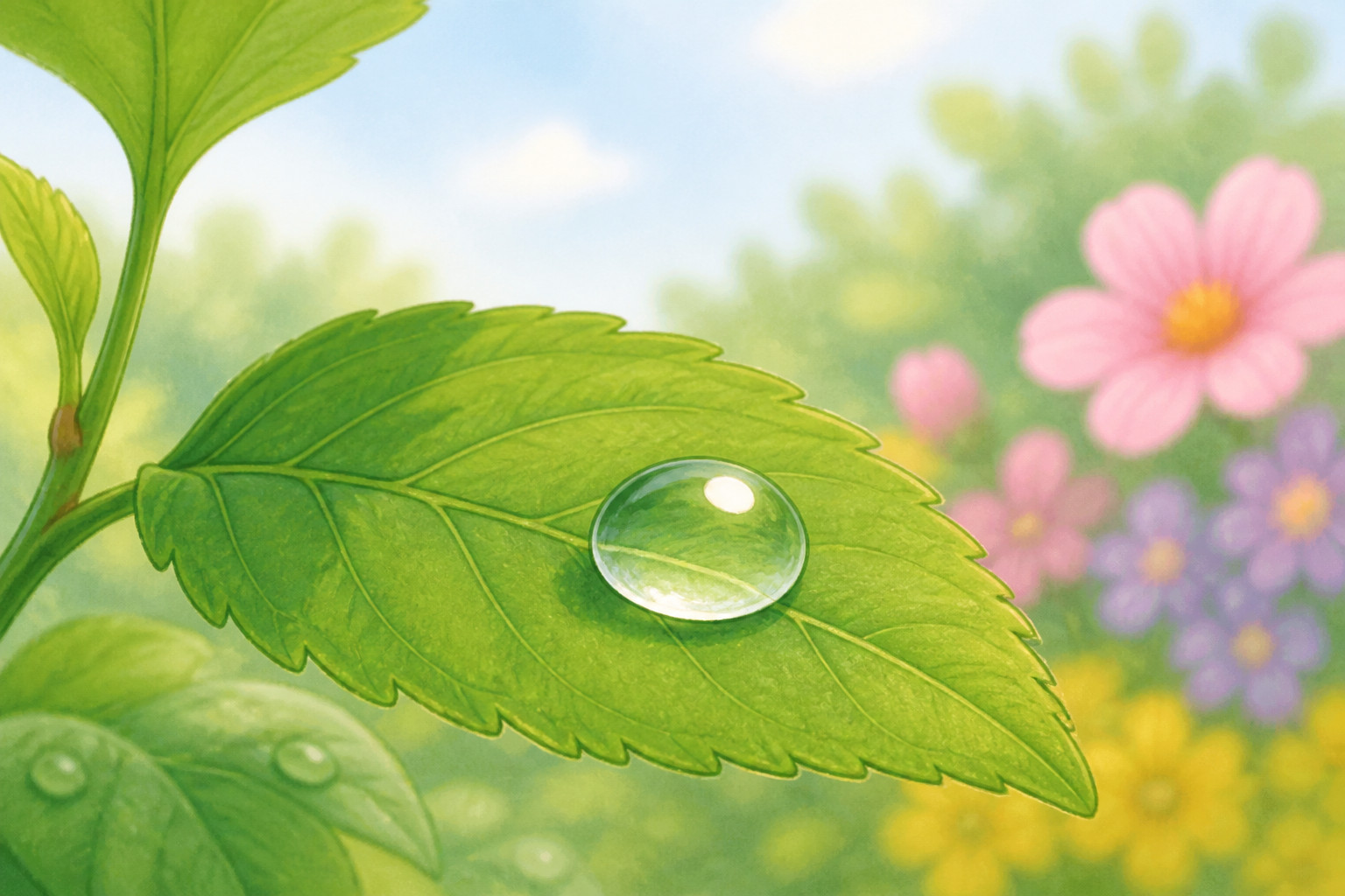 ¿Cómo se queda una gota sobre una hoja?