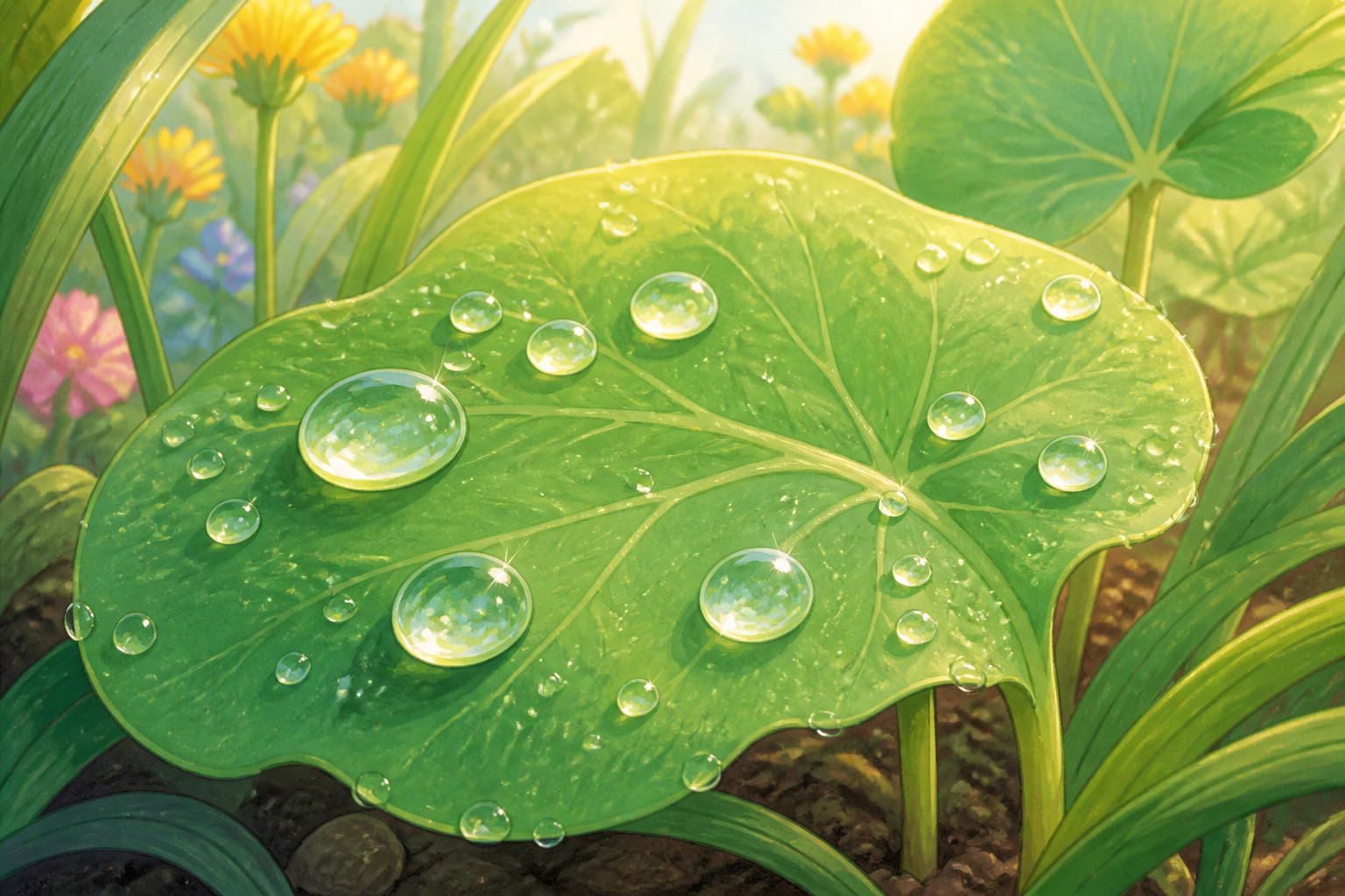 ¿Por qué las gotas de lluvia se quedan redondas en algunas hojas?
