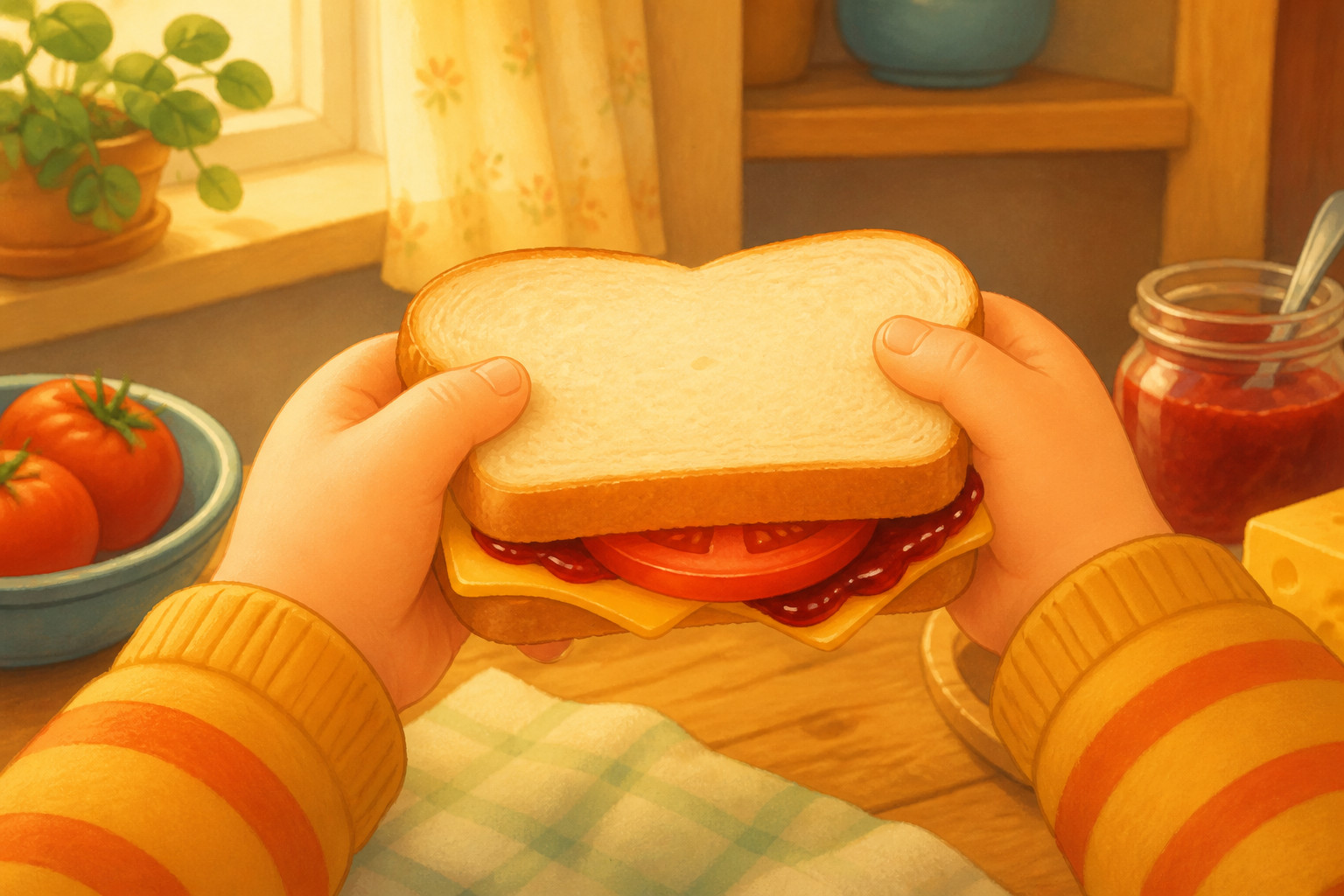 ¿Por qué no se cae el relleno de un sándwich?