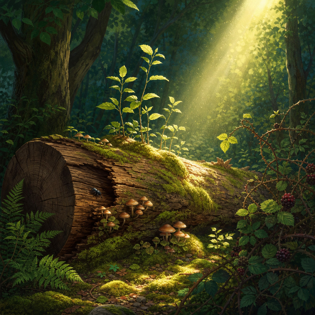El bosque después de caer un árbol